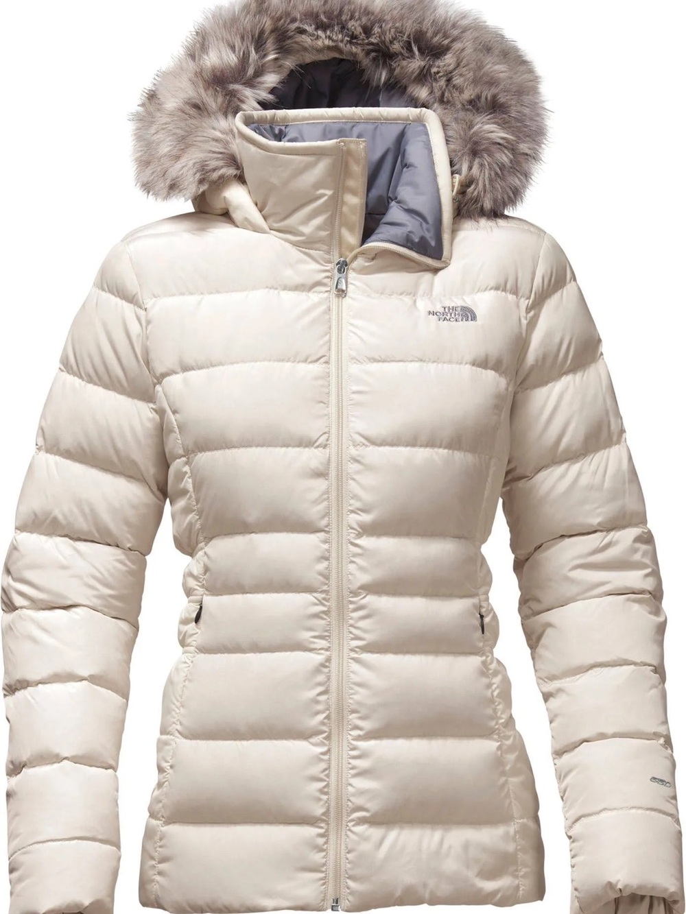 The North Face Gotham Jacket II Faux Fur Hood Down Puffer Womens XXL Cream